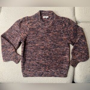 Madewell Women's Eaton Space Dye Puff Sleeve Pullover Sweater Top S Pink Purple